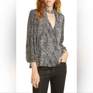 Alice + Olivia Willa Floral Blouson Cutout blouse